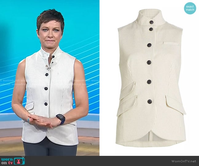 Rag & Bone Slade Ponte Vest in Ivory Stripe worn by Stephanie Gosk on Today