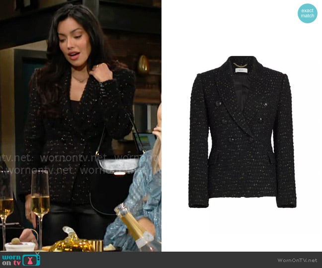 A.L.C. Chelsea Metallic Tweed Blazer worn by Audra Charles (Zuleyka Silver) on The Young and the Restless