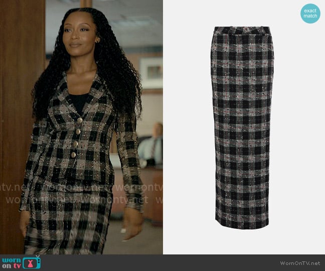 Andrea’s plaid tweed skirt on The Lincoln Lawyer