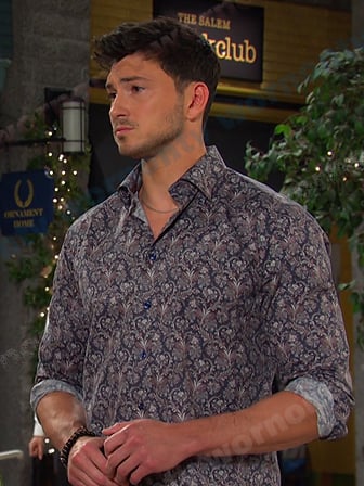 Alex's navy paisley print shirt on Days of our Lives