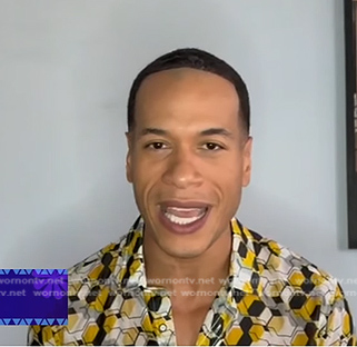 Alex Perez’s yellow printed shirt on Good Morning America