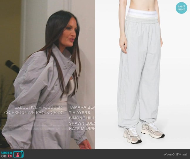 Alexander Wang Layered-design Track Pants in Microchip worn by Lisa Barlow on The Real Housewives of Salt Lake City