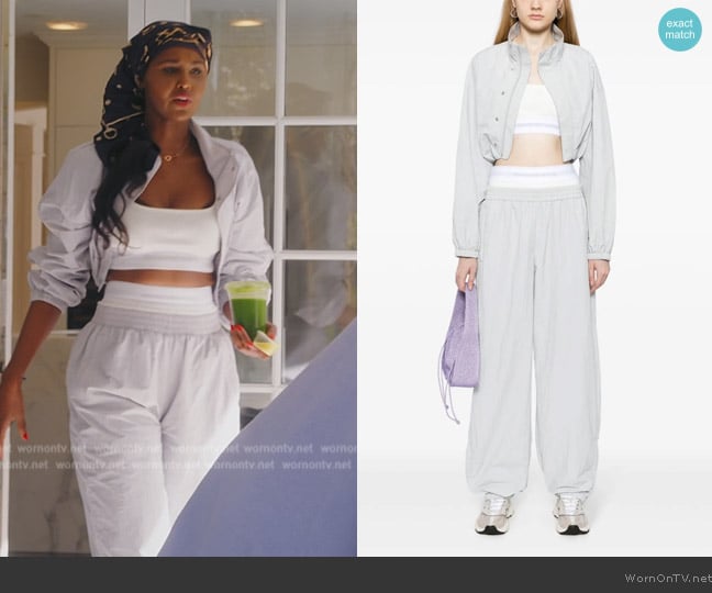 Alexander Wang Bolero Track Jacket with Bralette worn by Ubah Hassan on The Real Housewives of New York City