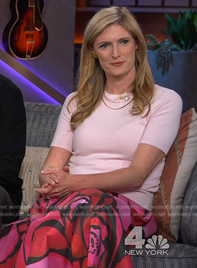 Alexandra's rose print skirt on The Kelly Clarkson Show