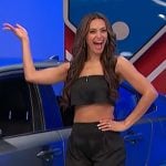 Alexis’s black crop top and pants set on The Price is Right