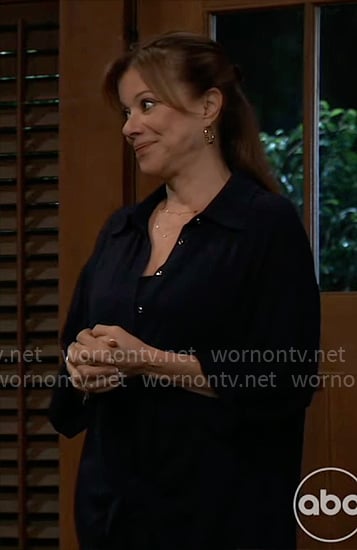 Alexis' navy tie front shirt on General Hospital