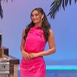 Alexis’s pink satin asymmetric dress on The Price is Right