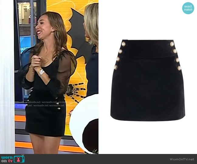 Alice + Olivia Donald Velvet Side Button Skirt worn by Shannon Doherty on Today