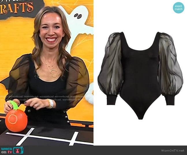 Alice + Olivia Jillianne Sheer Sleeve Bodysuit worn by Shannon Doherty on Today