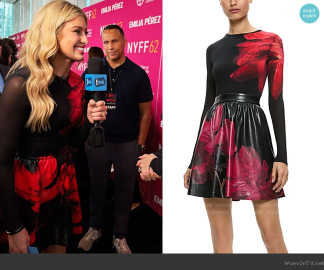 Alice + Olivia Chara Faux-Leather & Mesh Dress worn by Ashley Bellman on E! News