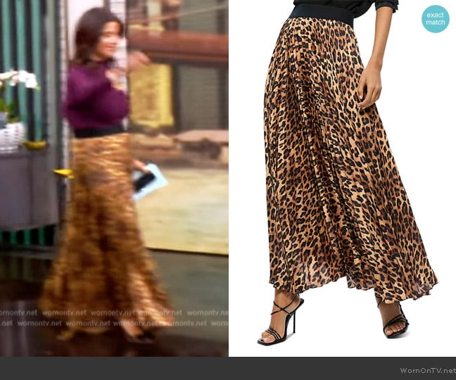 Alice + Olivia Pleated Animal Print Maxi Skirt worn by Ana Navarro on The View