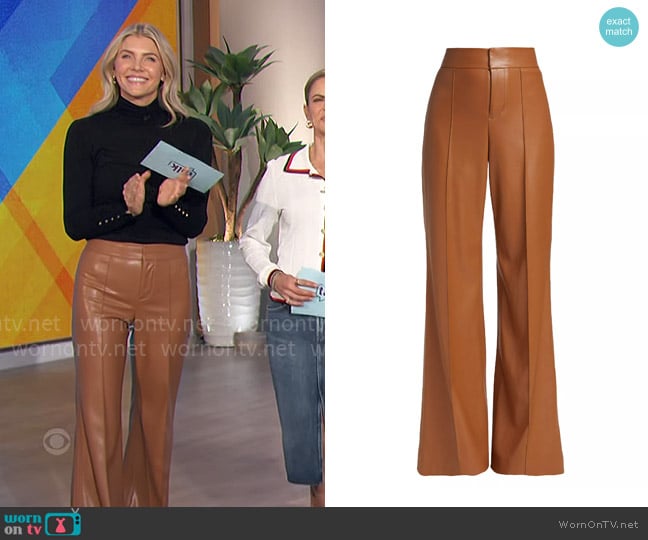 Alice + Olivia Dylan High Waist Wide Leg Faux Leather Pants worn by Amanda Kloots on The Talk