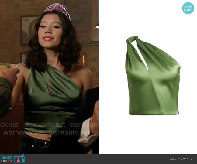 Violet’s green one shoulder top on Chicago Fire