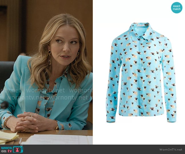 Alice + Olivia Willa Pug Print Shirt worn by Lorna Crane (Becki Newton) on The Lincoln Lawyer