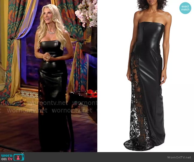 Joan’s strapless leather and lace dress on The Golden Bachelorette