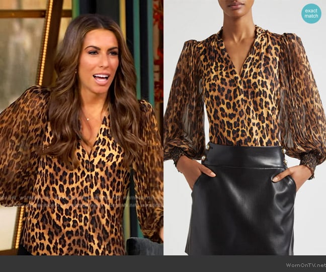 Alice + Olivia Ilan Leopard Print Long Sleeve Shirt worn by Alyssa Farah Griffin on The View