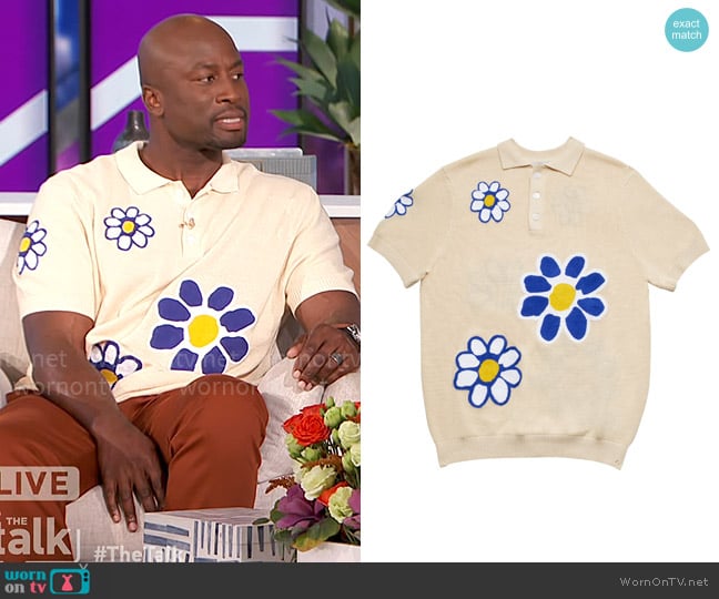 Akbar’s flower print polo shirt on The Talk