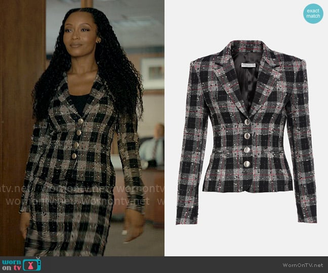 Andrea’s plaid tweed jacket on The Lincoln Lawyer