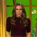 Alyssa’s burgundy top and black utility pants on The View