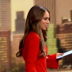 Alyssa’s red bell sleeve mini dress on The View