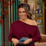 Alyssa’s burgundy one shoulder dress on The View