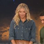 Amanda’s denim shirt and pleated leather skirt on The Talk