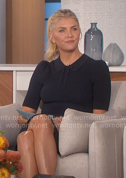 Amanda's navy collared knit dress on The Talk