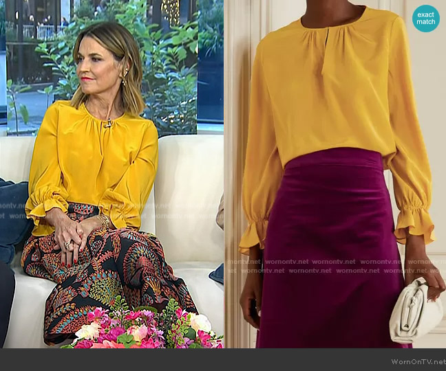 ARoss Girl x Soler Amanda Silk crepe de chine Top worn by Savannah Guthrie on Today