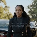 Andrea’s black asymmetric jacket with gold buttons on The Lincoln Lawyer