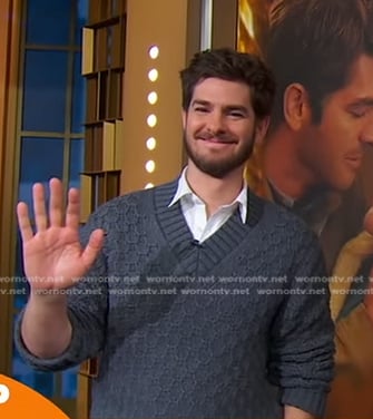 Andrew Garfield’s grey v-neck sweater on Good Morning America