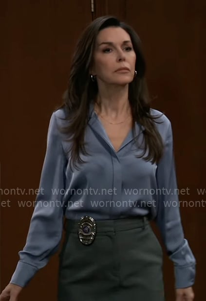 Anna's blue button down blouse on General Hospital