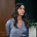 Anna’s blue button down blouse on General Hospital