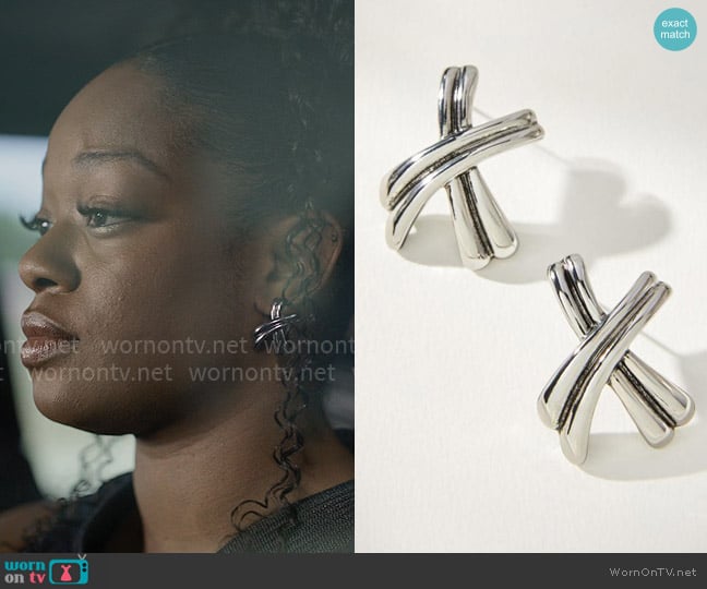 Anthropologie Crisscross Post Earrings worn by Izzy Letts (Jazz Raycole) on The Lincoln Lawyer