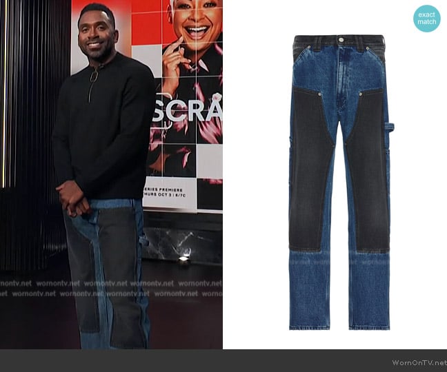 Aries Colourblocked Denim Carpenter Jean worn by Justin Sylvester on E! News