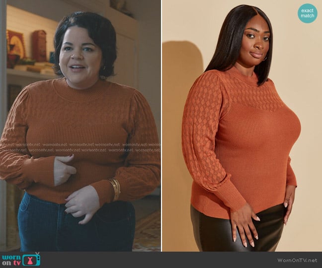 Megan’s orange ribbed sweater on American Horror Stories