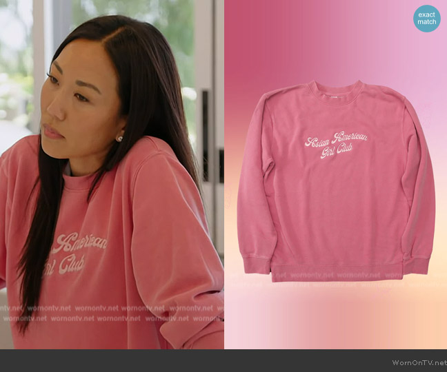 Asian American Girl Club Strawberry Mochi Birthday Crewneck worn by Katie Ginella on The Real Housewives of Orange County