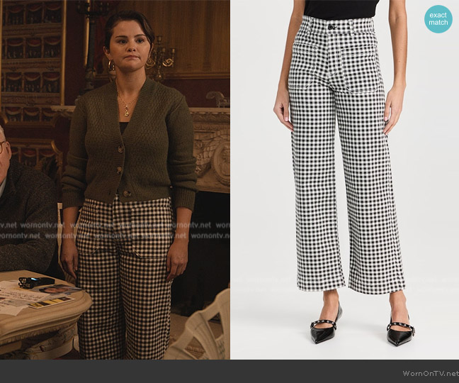 Askk NY Sailor Plaid Pants worn by Mabel Mora (Selena Gomez) on Only Murders in the Building