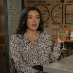 Audra’s black and white floral print blouse on The Young and the Restless