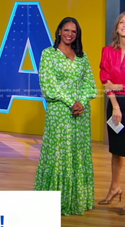 Audra McDonald's green leopard maxi dress on Good Morning America