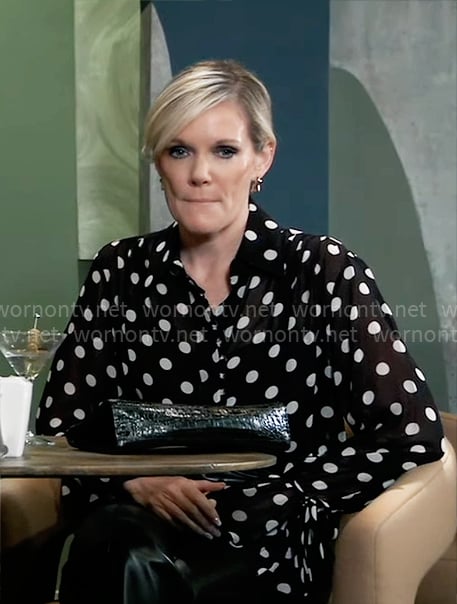 Ava’s black polka dot blouse on General Hospital