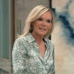 Ava’s mint green metallic blouse on General Hospital