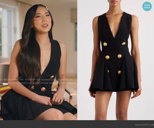 Balmain Double Breasted Crepe Skater Dress worn by Kaili Ginella on The Real Housewives of Orange County