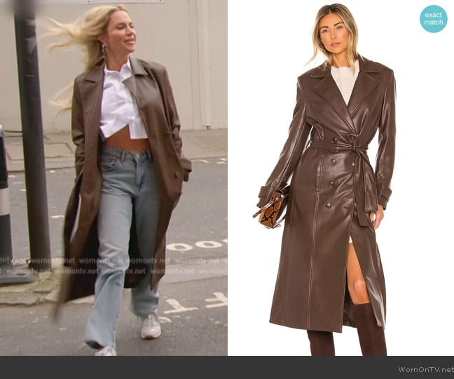 Bardot Faux Leather Trench Coat worn by Jennifer Pedranti on The Real Housewives of Orange County