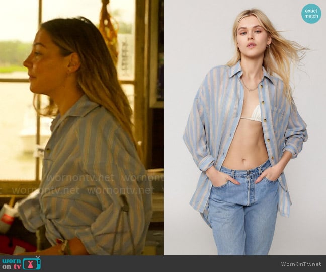 BDG Ryanne Oversized Button-Down Shirt worn by Sarah Cameron (Madelyn Cline) on Outer Banks