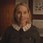 Jan’s lace collared cardigan on Only Murders in the Building