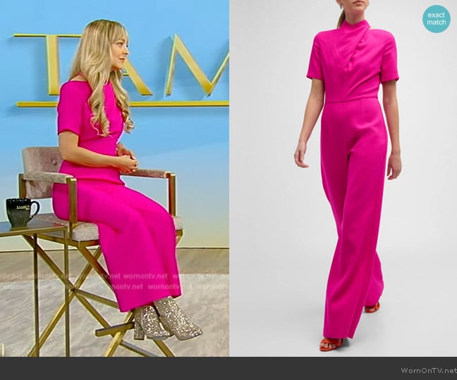 Black Halo Mercer Mock-Neck Cutout Crepe Jumpsuit worn by Dr. Nicole Cain on Tamron Hall Show