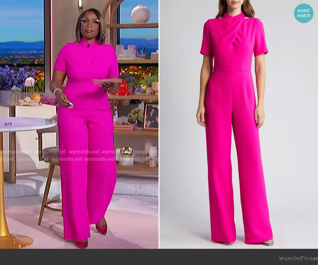 Black Halo Mercer Twist Wide Leg Jumpsuit worn by Jennifer Hudson on The Jennifer Hudson Show