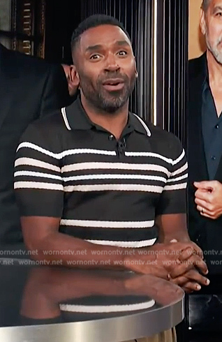 Justin's stripe open knit shirt on E! News