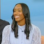 Imani’s blue lace dress on Tamron Hall Show