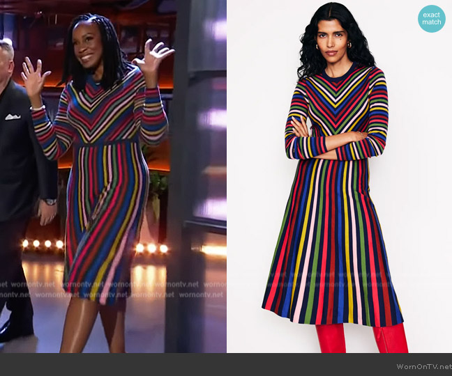 Boden Maria Knitted Midi Dress worn by Blayne Alexander on The Kelly Clarkson Show